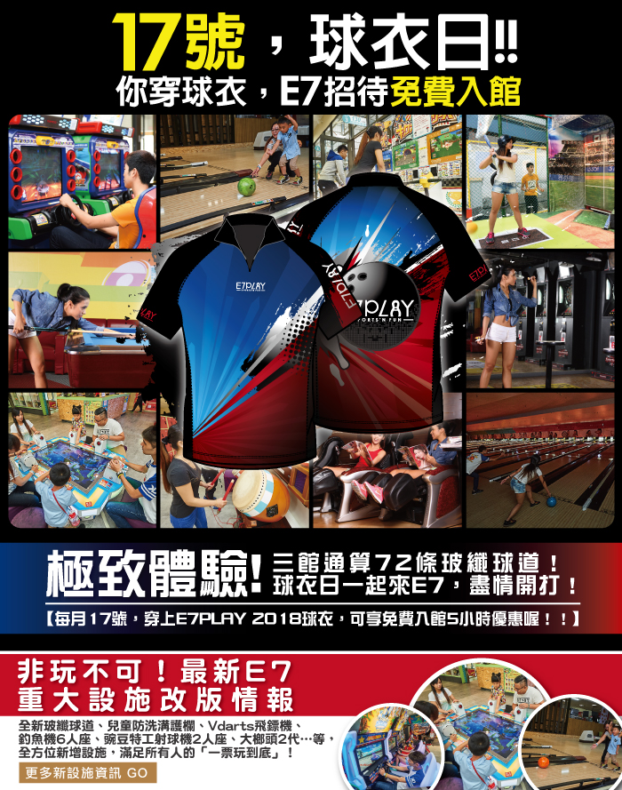 17號球衣日!你穿球衣E7play招待免費入館