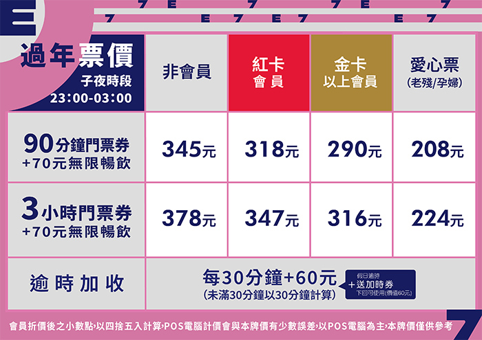 新莊館跨年票價表