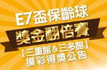 E7盃保齡球獎金翻倍賽獨家摸彩活動名單公告