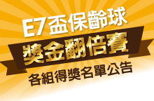 E7盃保齡球獎金翻倍賽參賽得獎名單公告